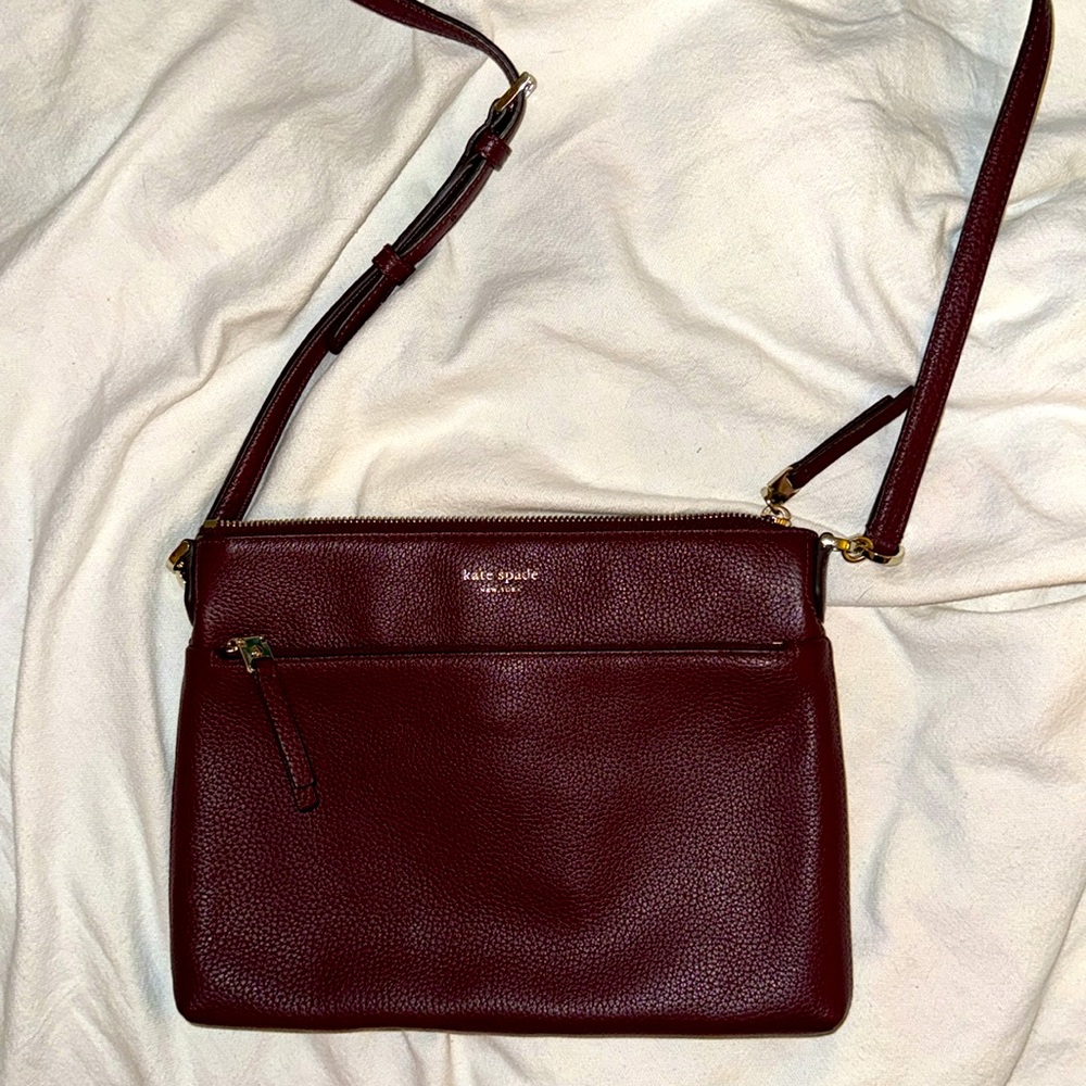 LARGE! Maroon Kate Spade Leather Crossbody Bag